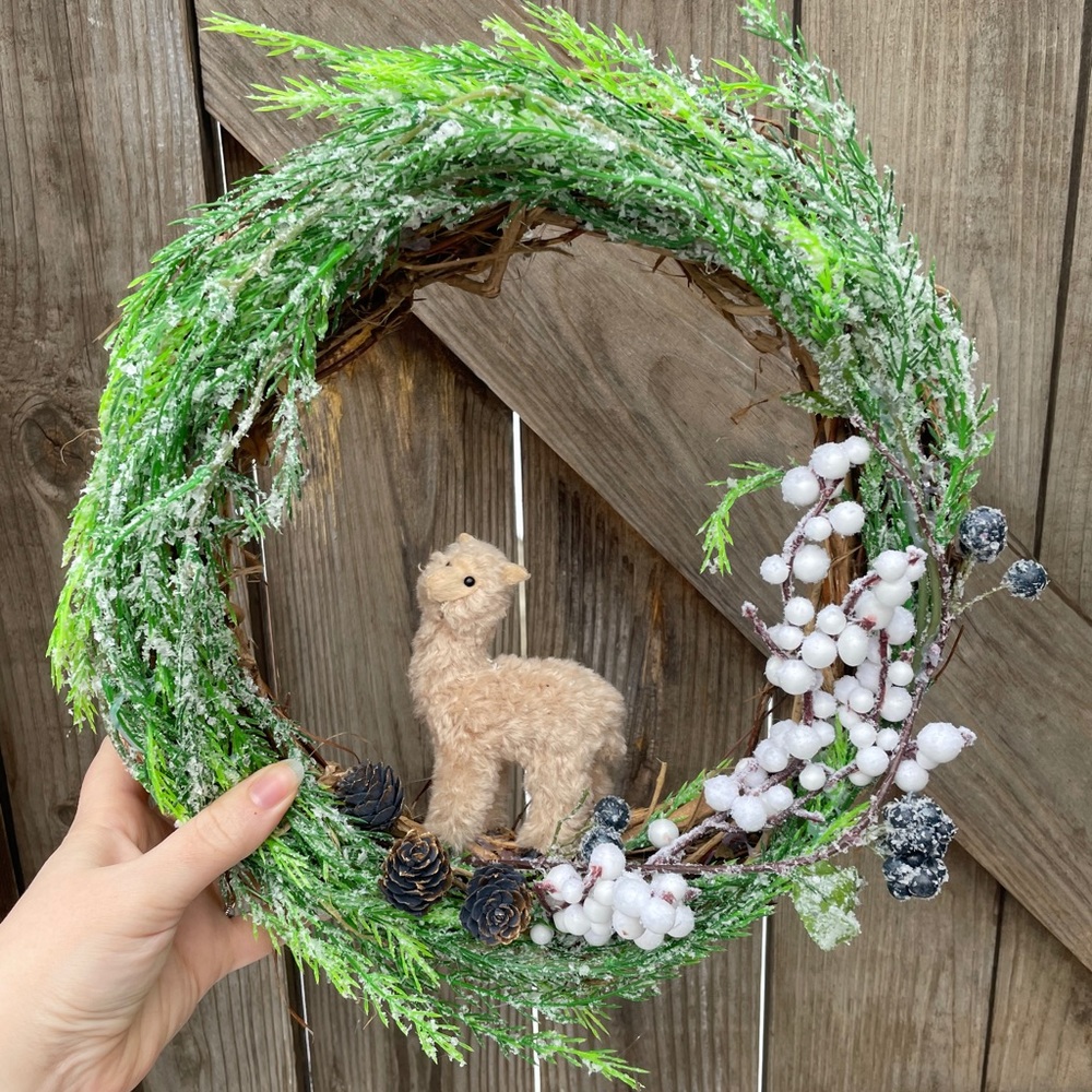 Winter wonderland snow lama wreath!